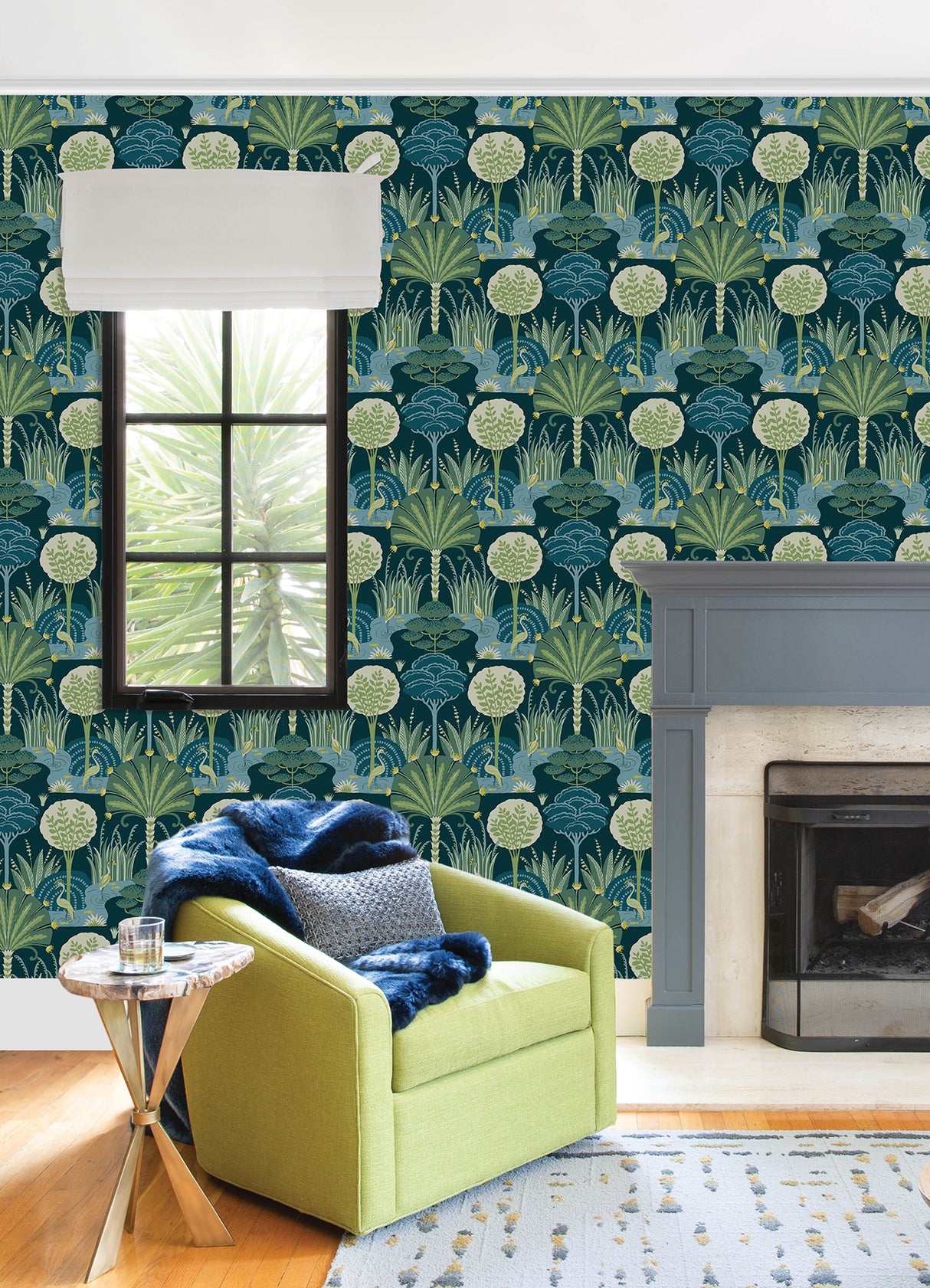 Mandeville Teal Tropical Paradise Bohemian Botanical Unpasted Non Woven Wallpaper 27in x 27ft by A-Street Prints - YK72123