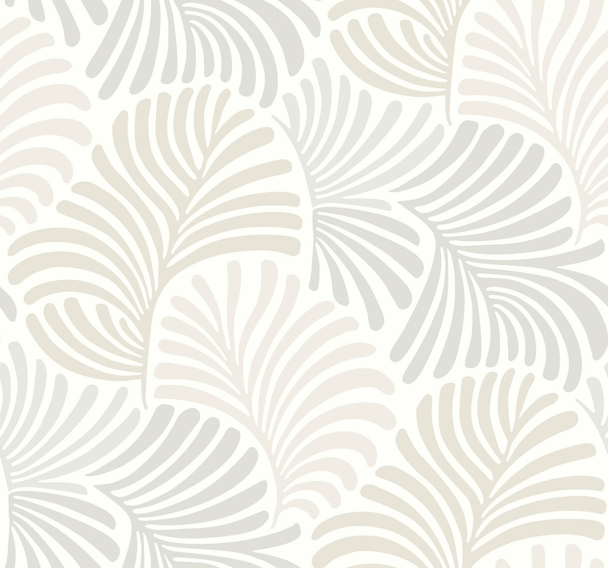 Trousdale Neutral Fanning Flora Wallpaper with Botanical Leaf Motif - Brewster 4034-72129