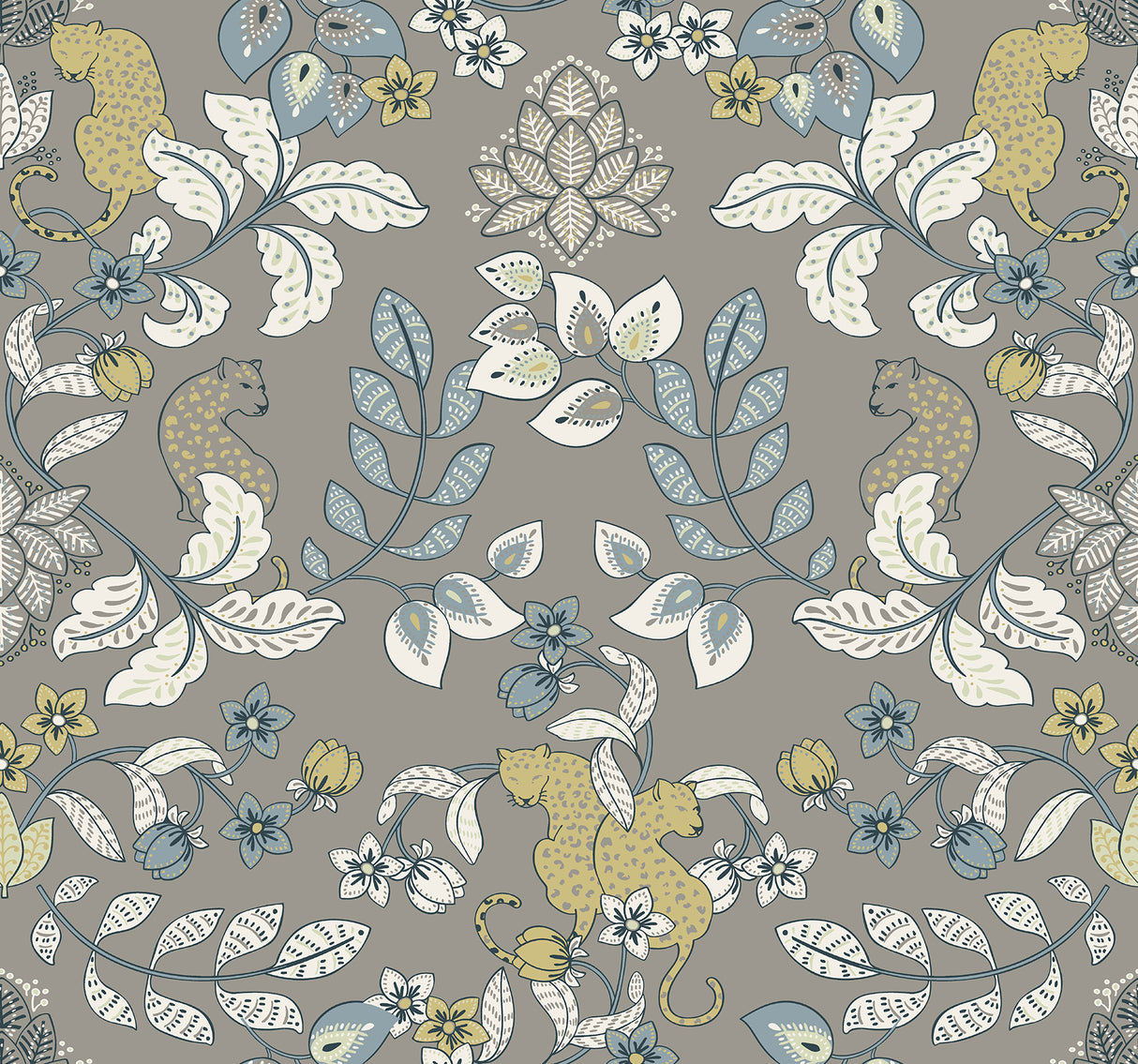 Getty Grey Jungle Damask Wallpaper by A-Street Prints - YK72134
