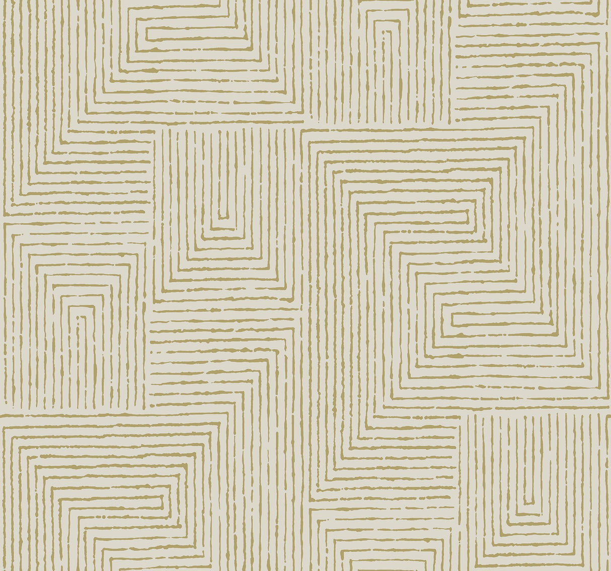 Mortenson Gold Geometric Wallpaper with Metallic Painterly Maze Pattern, Modern - A-Street Prints 4034-72142