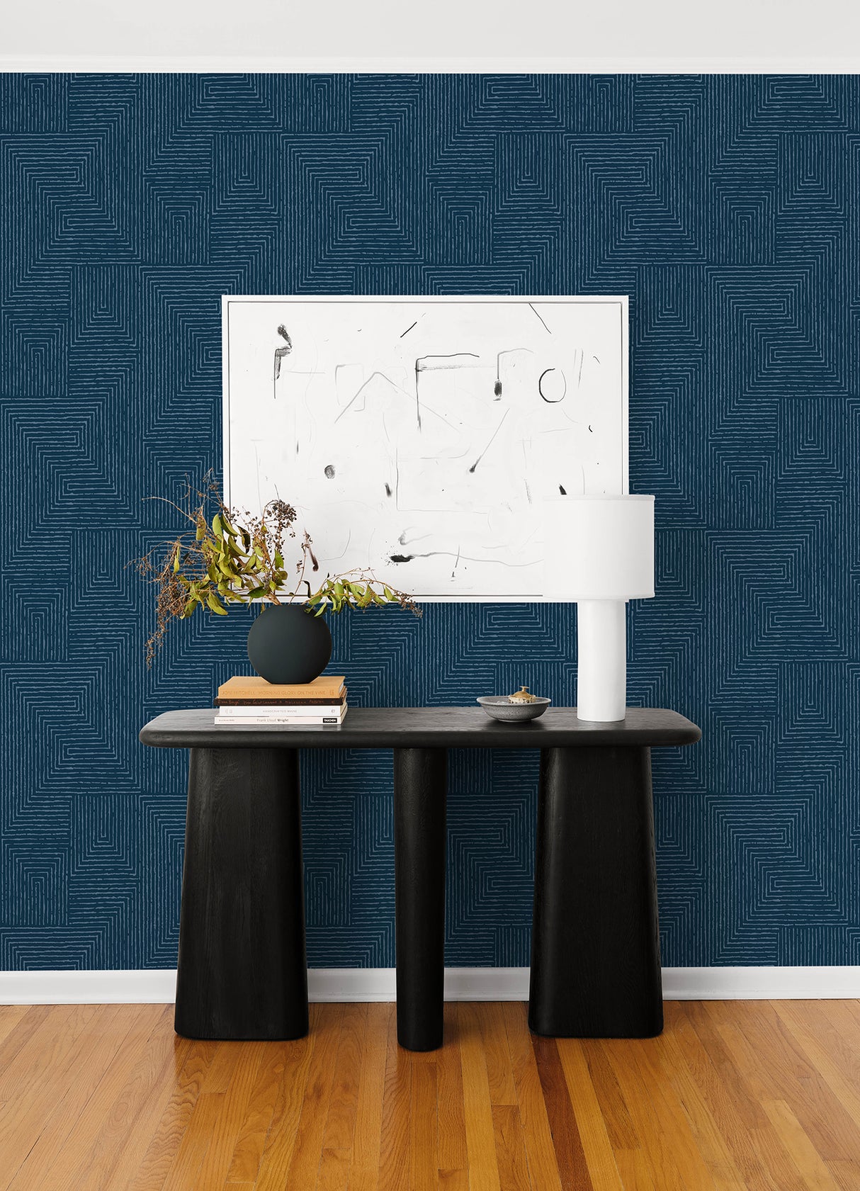 Mortenson Navy by A-Street Prints Modern Painterly Large-Scale Geometric Unpasted Cork Wallpaper Roll 27-in Wide x 27-ft Long - YK72144