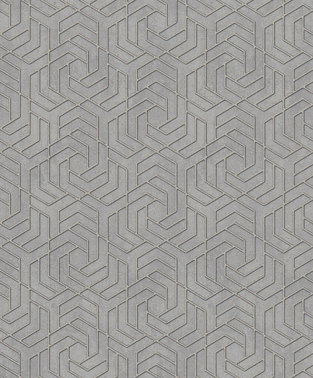 Tama Grey Geometric Wallpaper with Metallic Textured Graphic Pattern - Advantage 4035-32610