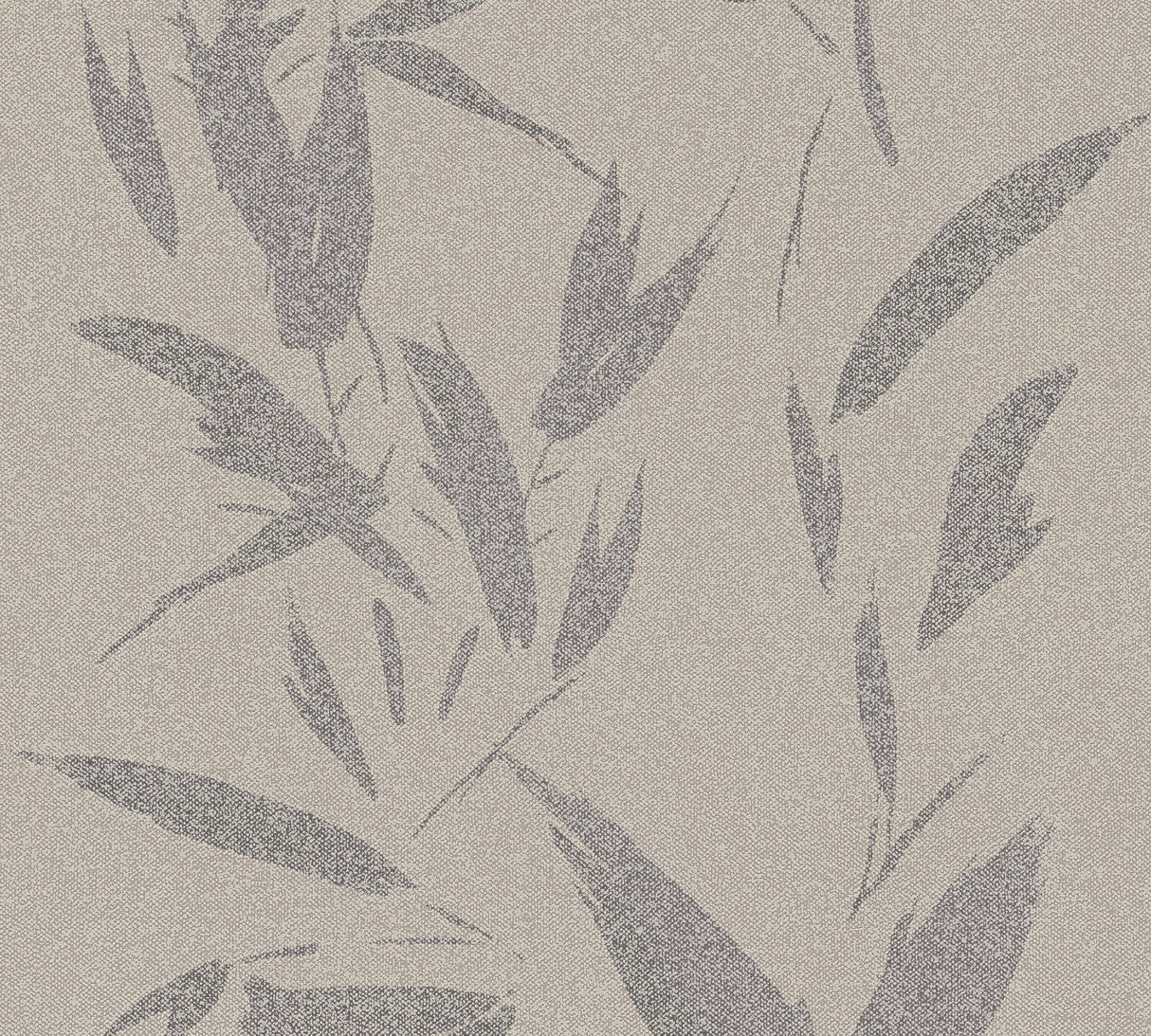 Kaiya Grey Leaves Wallpaper with Raised Ink Textured Botanical Pattern - Advantage 4035-37549-3
