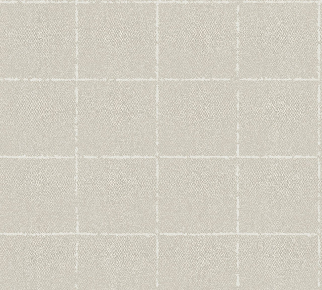 Kishi Neutral Tile Wallpaper with Textured Raised Ink Grid - Brewster 4035-37551-4