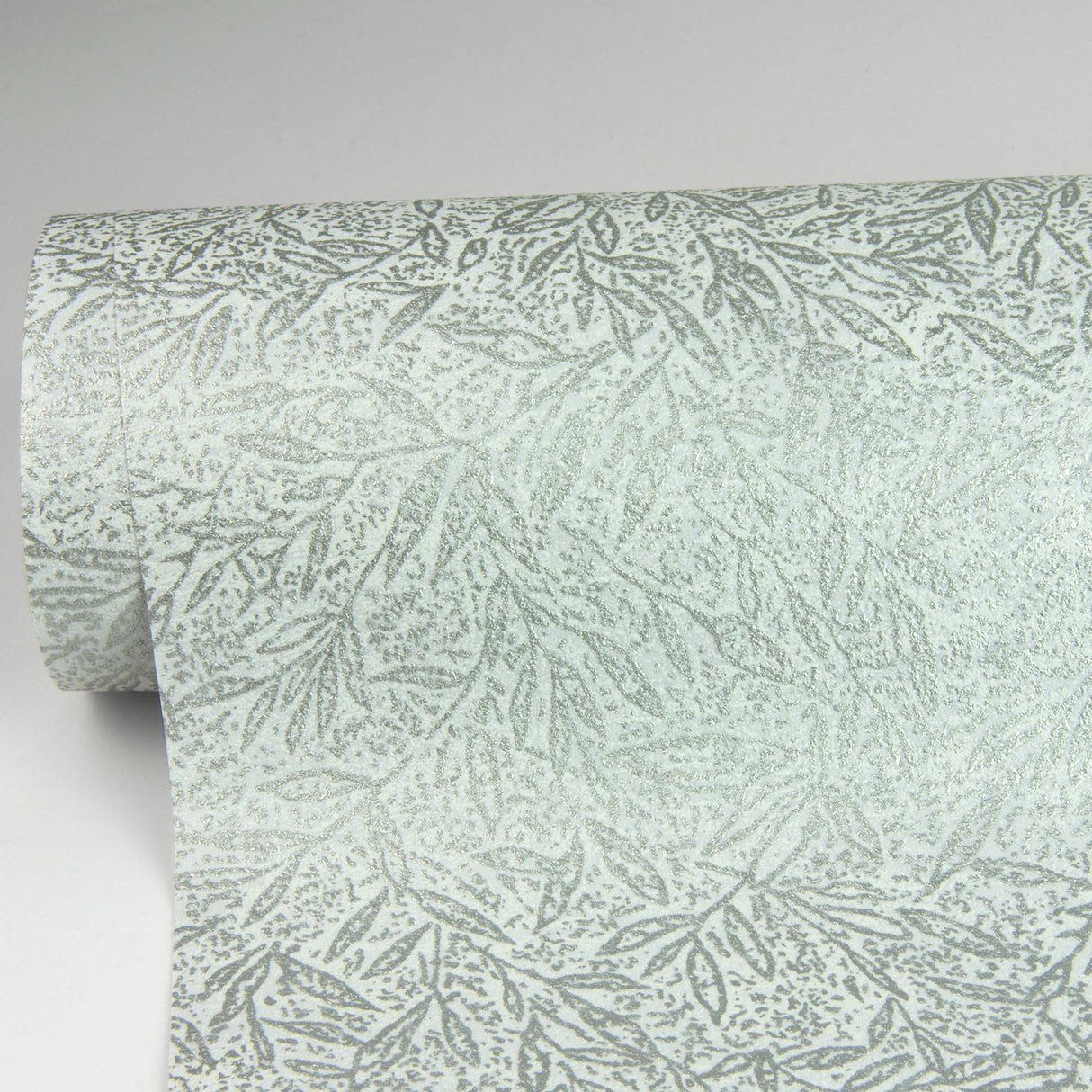 Sayuri Silver Leaf Trail Grey Wallpaper with Metallic Textured Leaf Pattern - Advantage 4035-37837-1