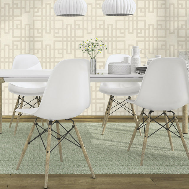 Mana White Trellis Textured Vinyl Wallpaper with Geometric Trellis Pattern - Advantage 4035-409239
