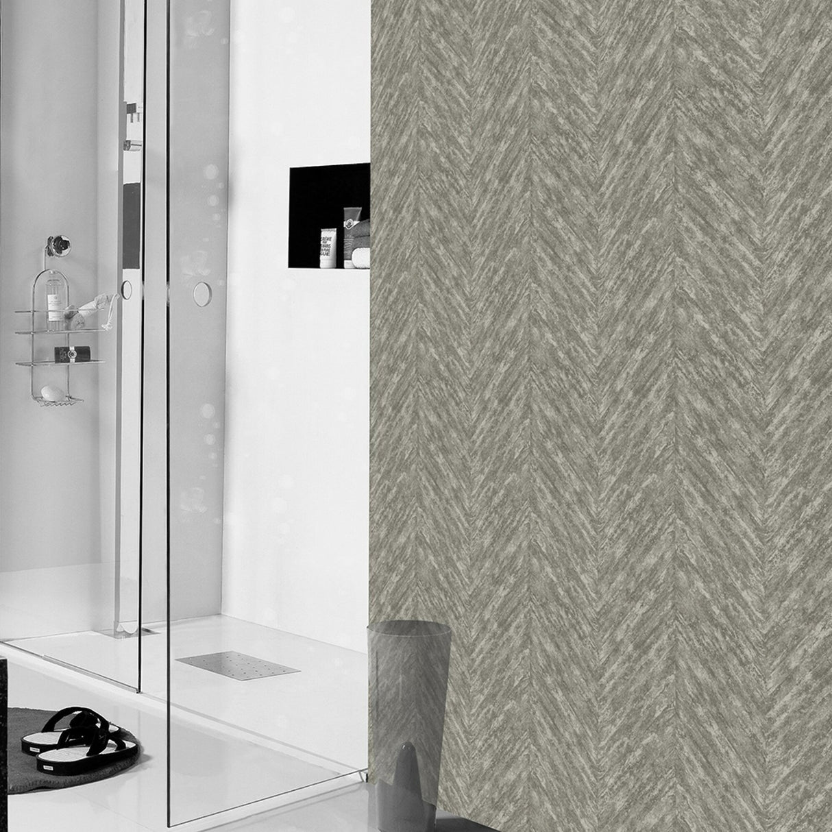 Madoka Sterling Chevron Wallpaper with Glam Metallic Textured Graphics - Advantage 4035-617528