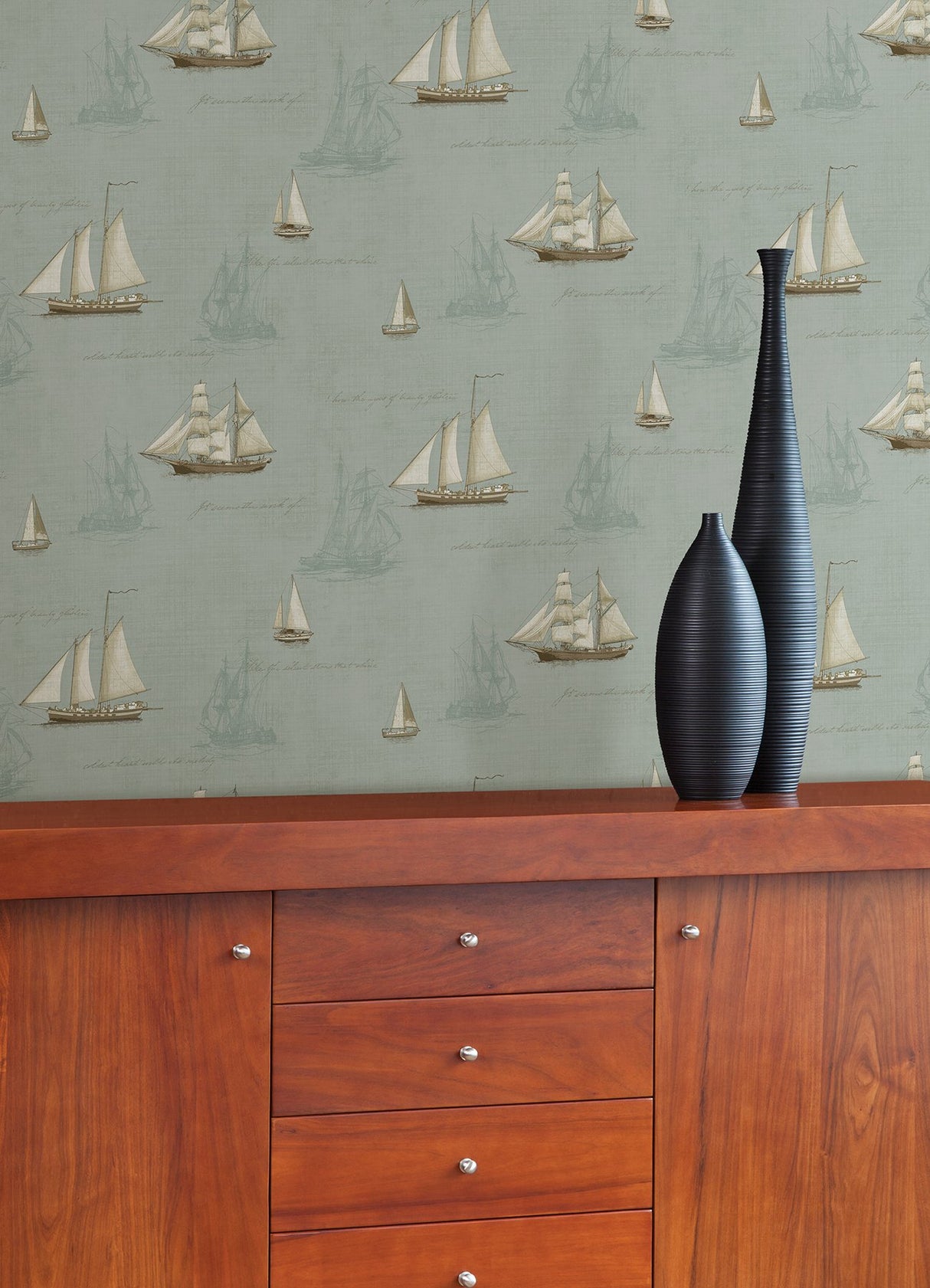 Andrew Seafoam Sailboat Wallpaper with Nautical Novelty Motif - Advantage 4041-01704