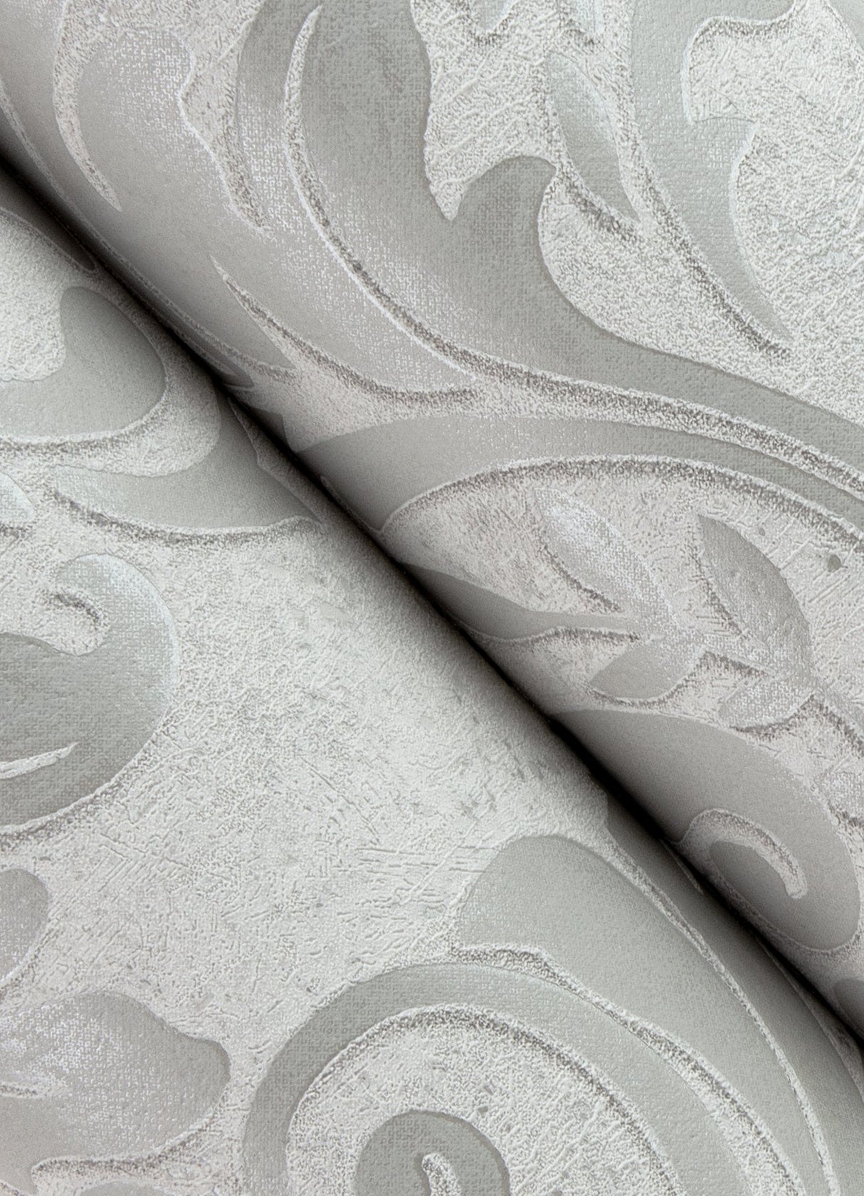 Anders Silver Damask Wallpaper with Metallic Raised Ink on Vinyl Non Woven - Advantage 4041-32602