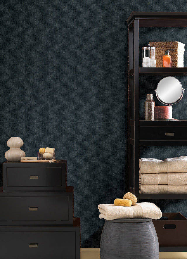 Elbert Navy Zig Zag Wallpaper with Textured Geometric Feature Wall Pattern - Advantage 4041-35901