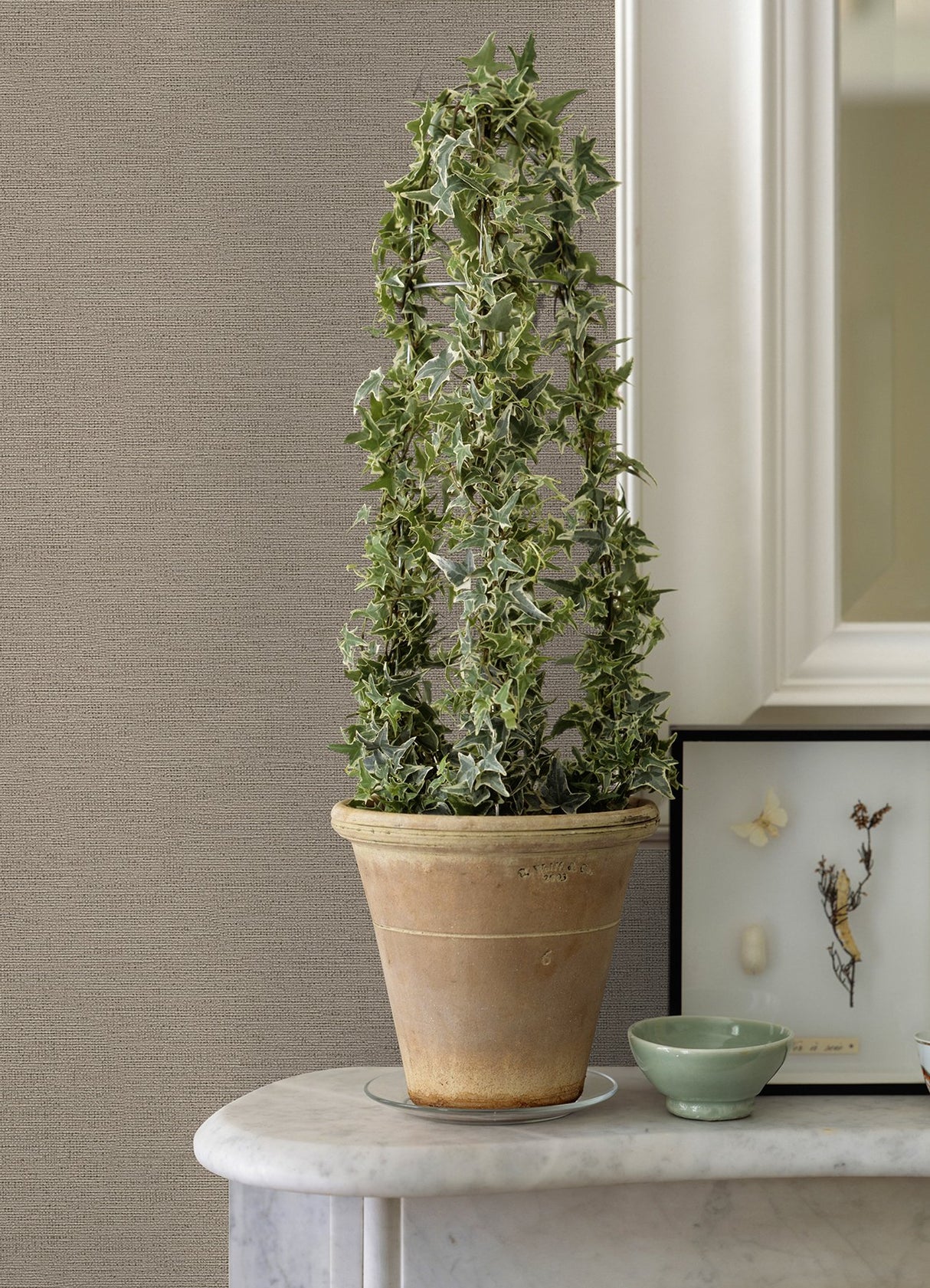 Canseco Beige Distressed Texture Wallpaper with Faux Linen Abstract Pattern - Advantage 4044-30689-3