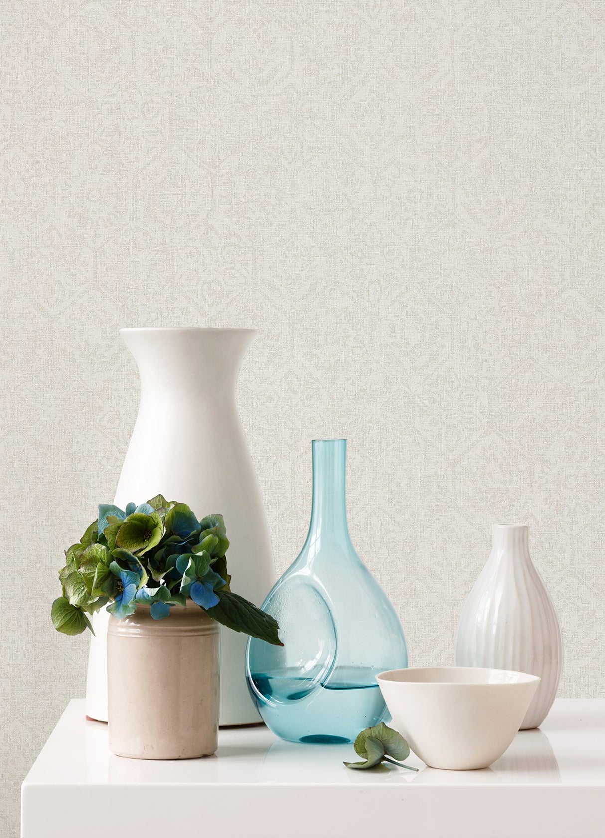 Edsel Cream Geometric Wallpaper with Ornate Hexagon Motif - Advantage 4044-38022-1