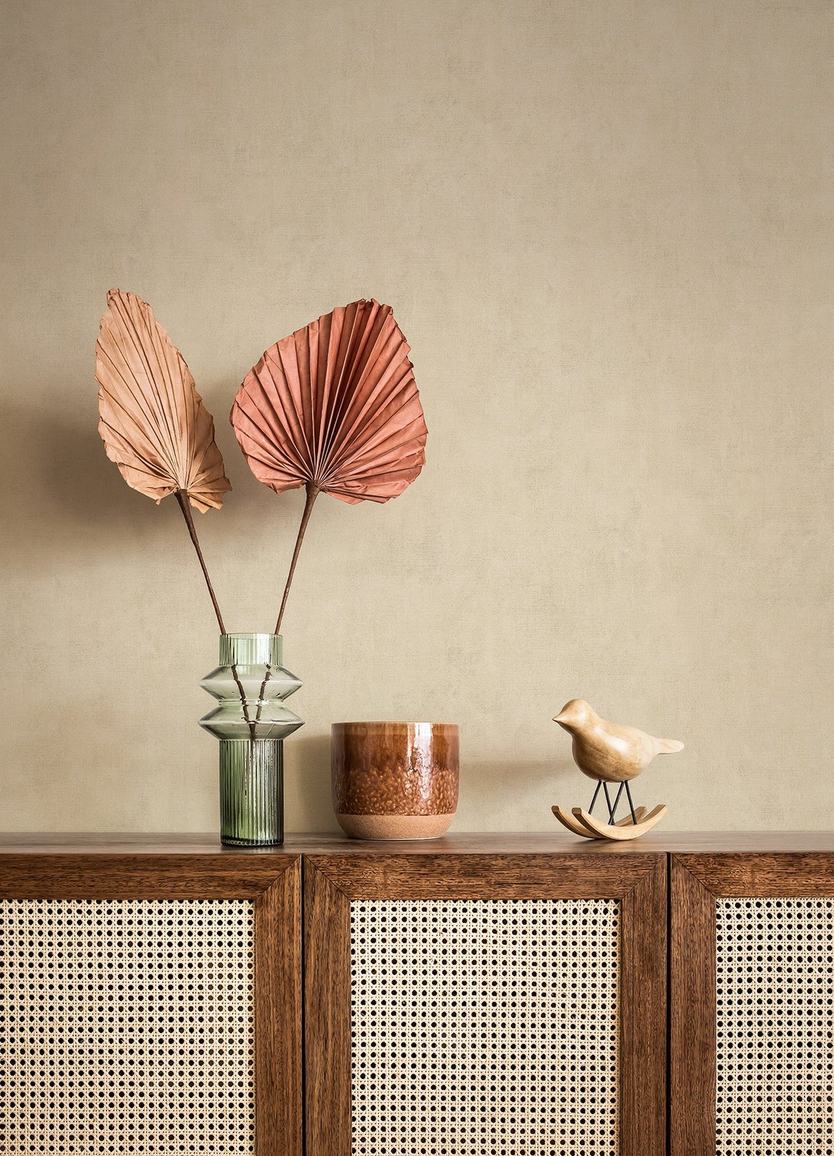 Riomar Cream Distressed Texture Wallpaper with Abstract Traditional Pattern - Brewster 4044-38024-5