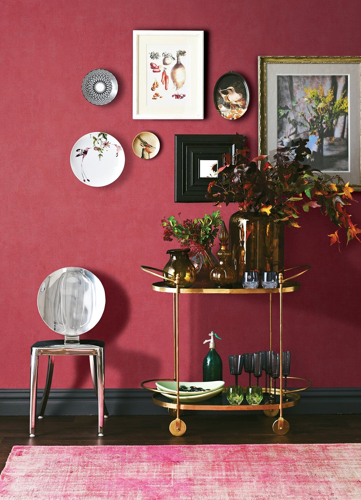 Riomar Red Distressed Texture Wallpaper with Abstract Plaster-Look- Advantage 4044-38024-8