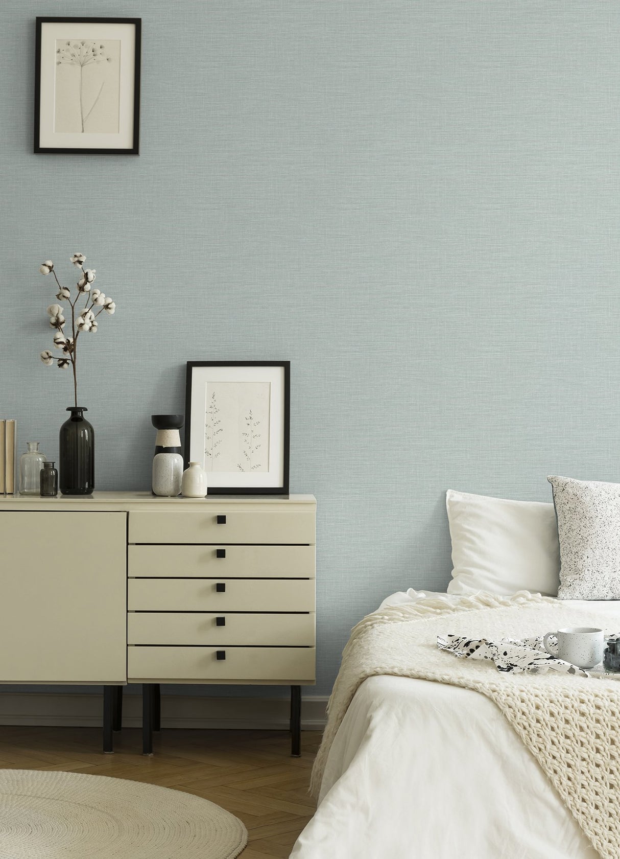 Exhale Light Blue Faux Grasscloth Texture Wallpaper - A-Street Prints 4046-25850