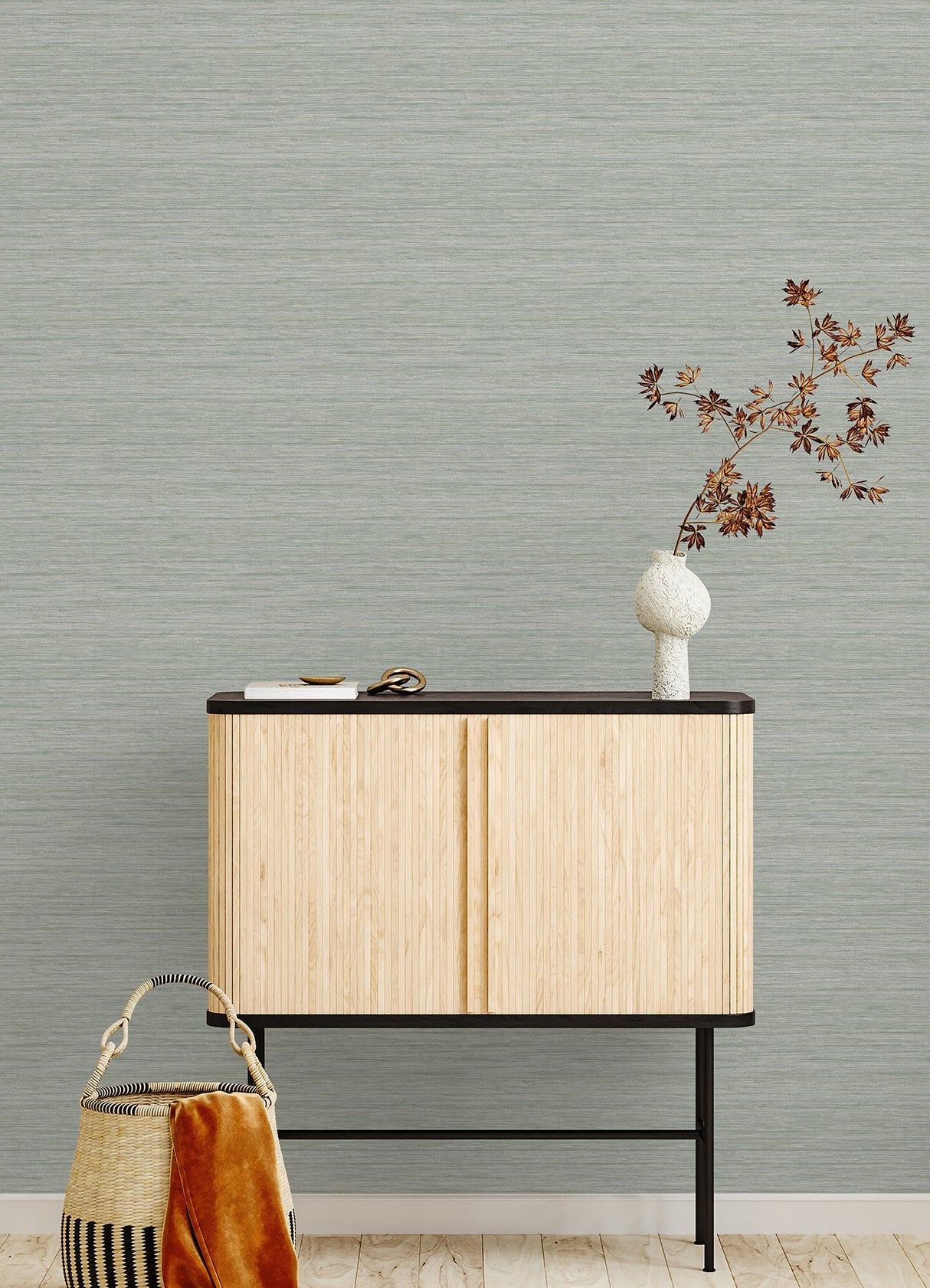 Barnaby Sage Texture Faux Grasscloth Wallpaper, Raised Ink Non Woven - A?Street Prints 4046-25964