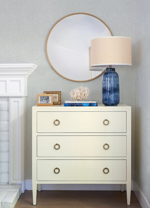 Ashbee Light Grey Tweed Wallpaper with Raised Ink Chevron Herringbone - Brewster 4046-26160