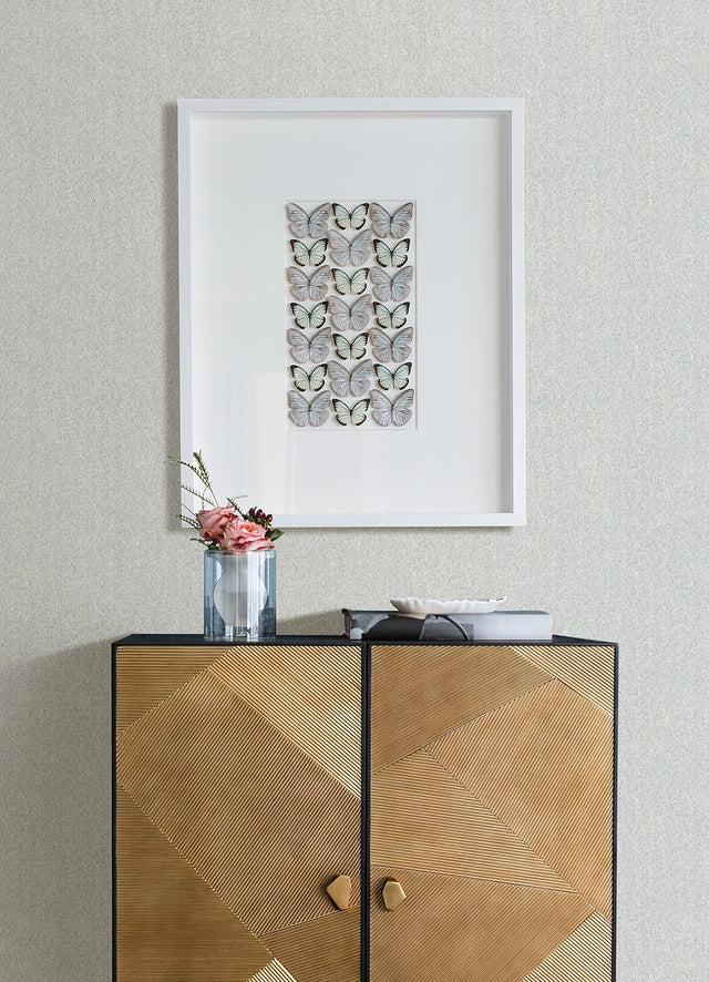 Ashbee Light Grey Tweed Wallpaper with Raised Ink Chevron Herringbone - Brewster 4046-26160