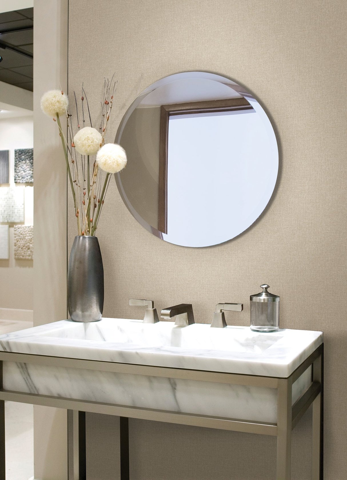 Glen Pearl Texture Wallpaper with Faux Linen Fabric & Woven Texture - A-Street Prints 4046-M1697