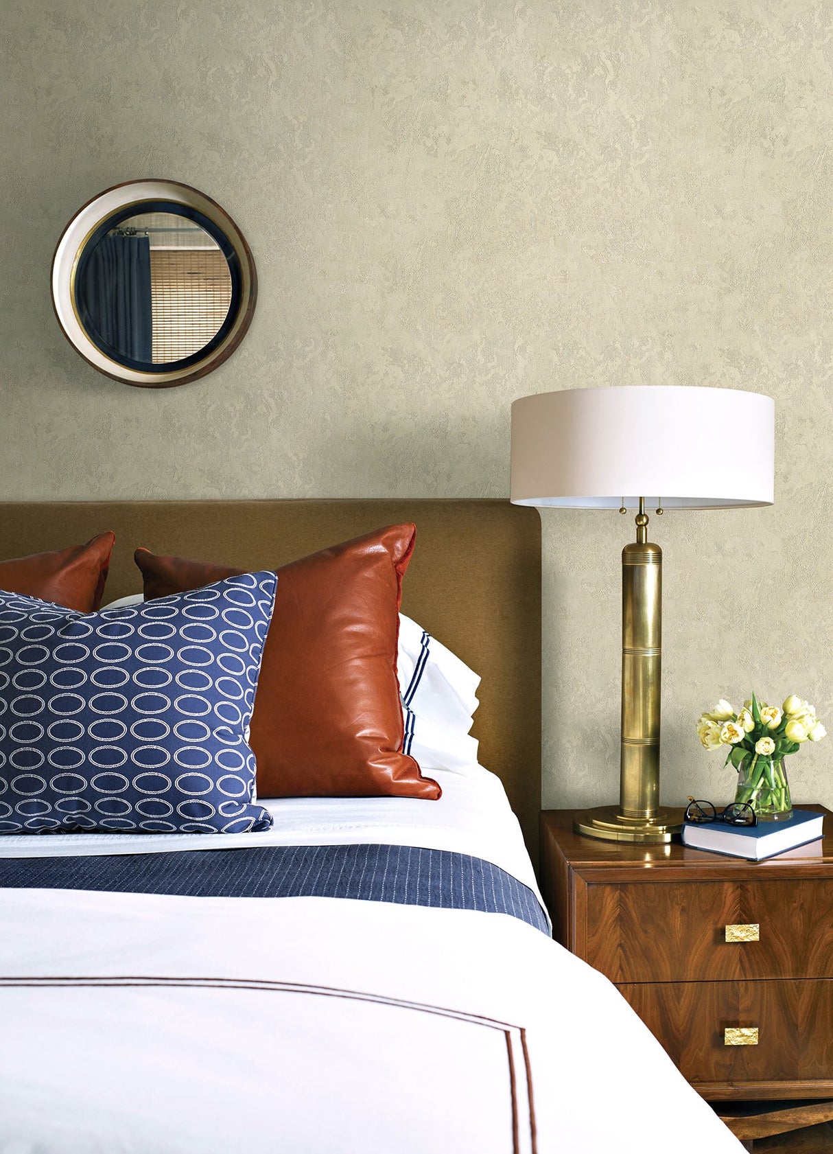 Francesca Champagne Texture Wallpaper with Glam Plaster Effects - Brewster 4058-21731