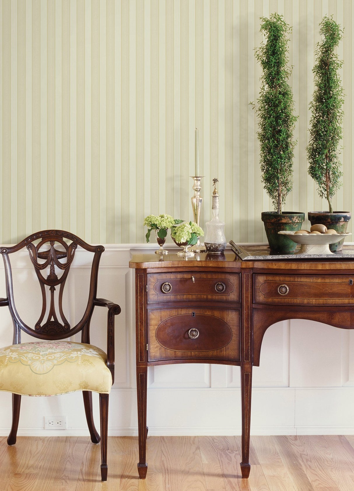 Zeta Light Yellow Moire Stripe Wallpaper with Metallic Raised Ink Texture - Sirpi 4058-21791