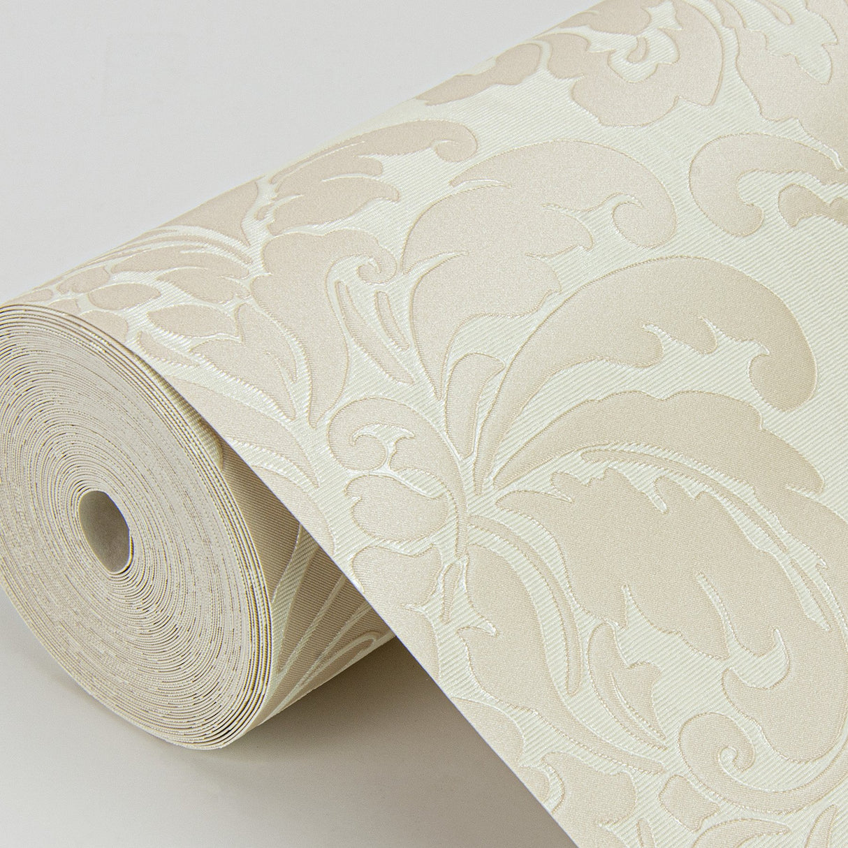 Betina Cream Damask Wallpaper with Textured Woodgrain Motif - Sirpi 4058-24803