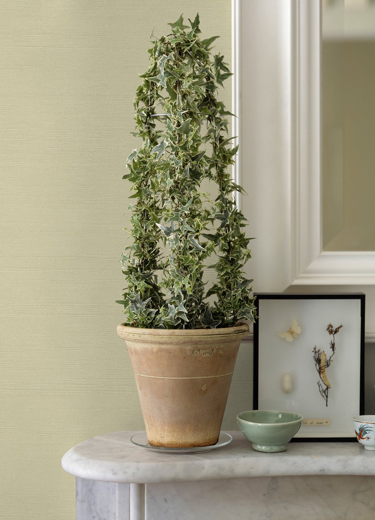 Aida Light Yellow Horizontal Silk Wallpaper with Textured Fabric & Woven Look - Sirpi 4058-24851