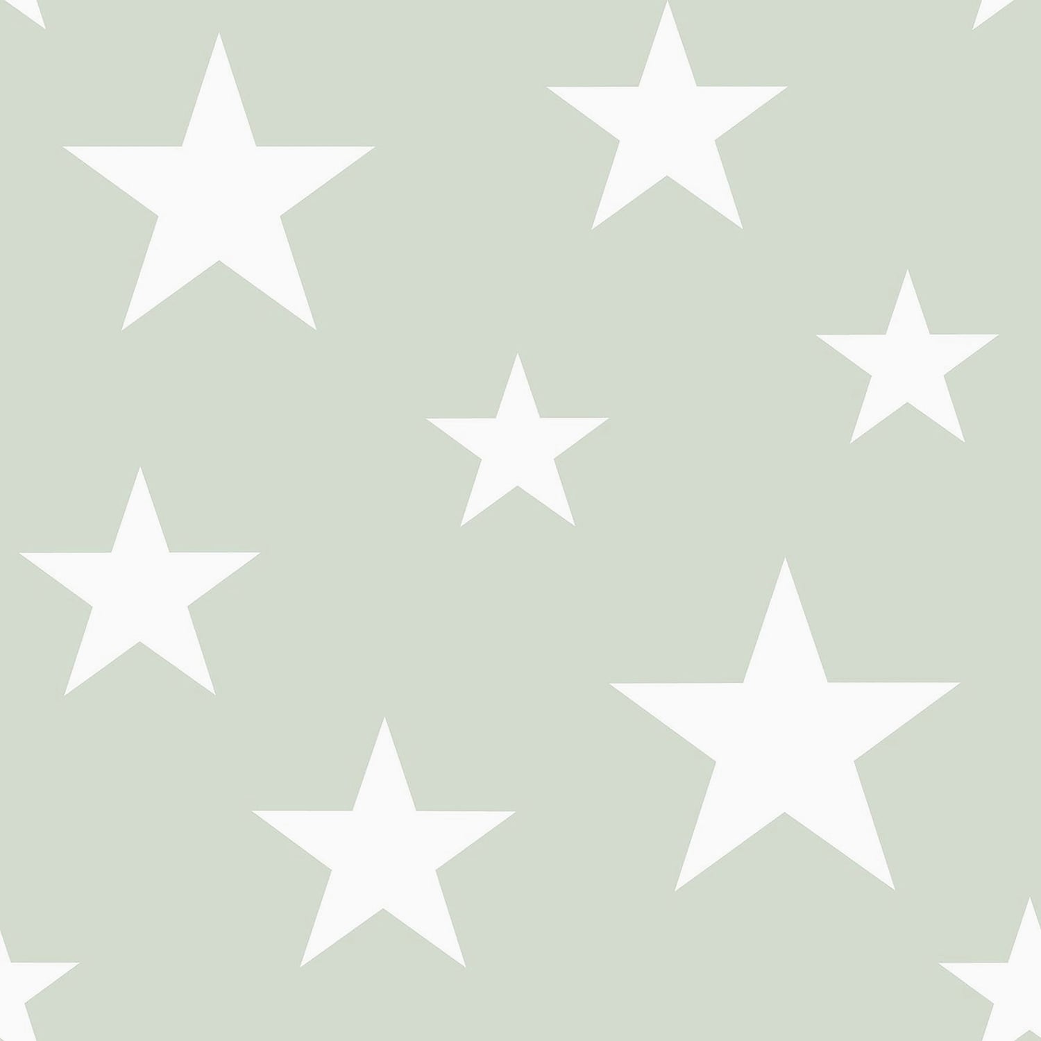 Amira Sage Stars Wallpaper with Kids Graphic Star Motif - Brewster 4060-128865