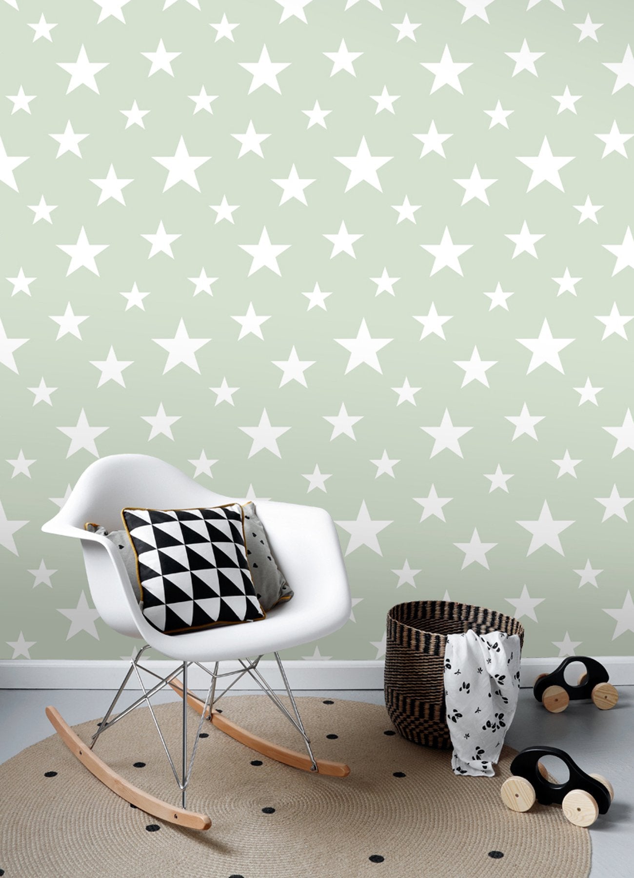 Amira Sage Stars Wallpaper with Kids Graphic Star Motif - Brewster 4060-128865