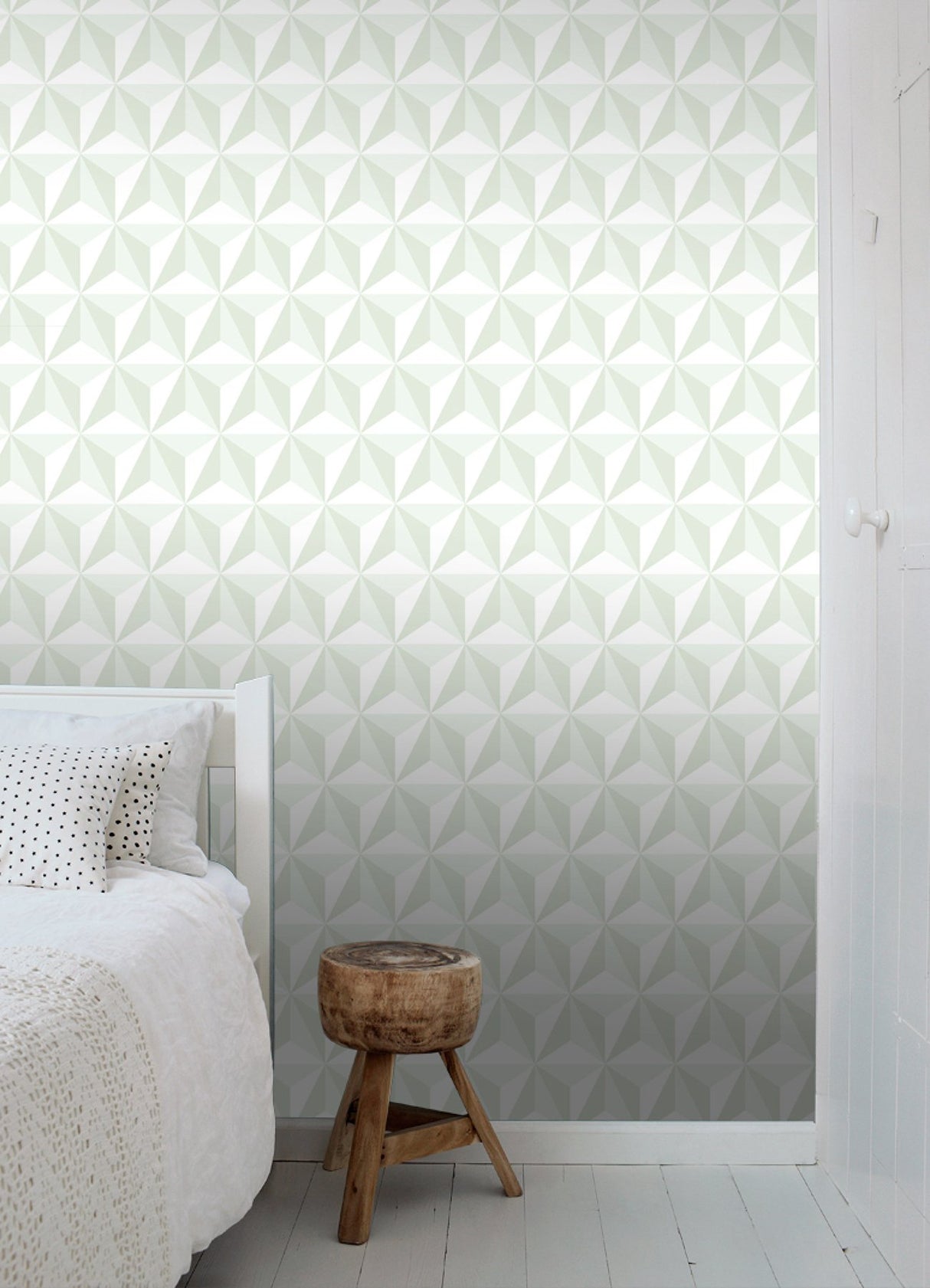 Adella Sage Geometric Wallpaper with Soft Green Six-Pointed Star Motif - Chesapeake 4060-138913