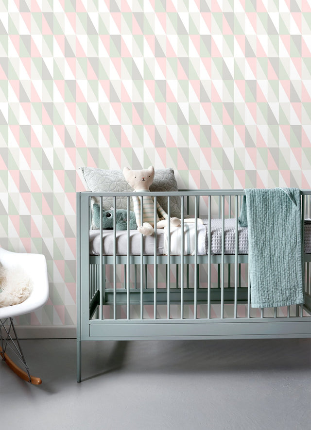 Inez Pastel Geometric Wallpaper with Kids Graphic Triangle Motif - Chesapeake 4060-138919