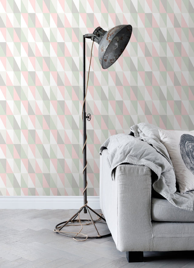 Inez Pastel Geometric Wallpaper with Kids Graphic Triangle Motif - Chesapeake 4060-138919