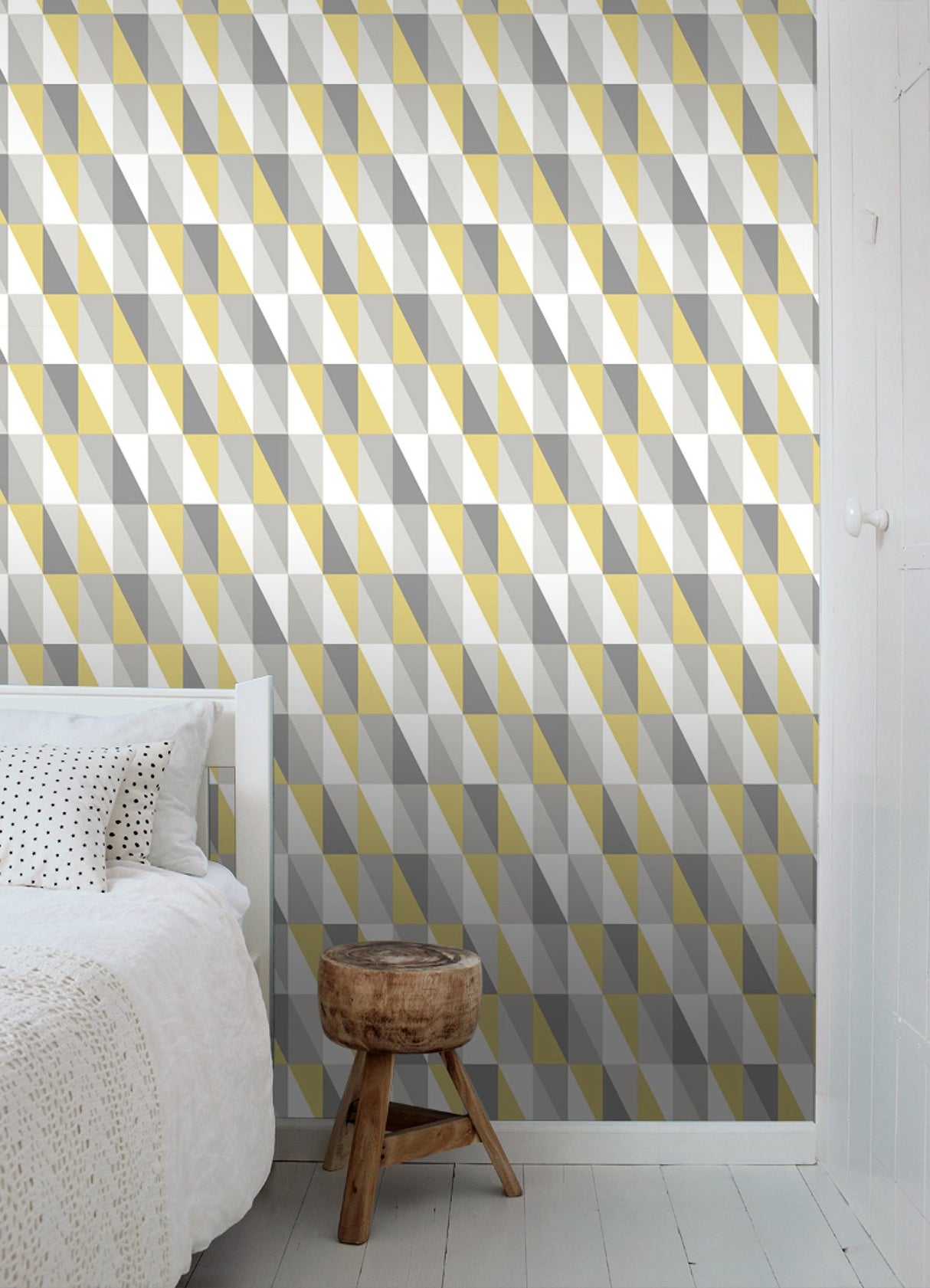 Inez Mustard Geometric Wallpaper with Kids Graphic Triangle Motif - Chesapeake 4060-138921