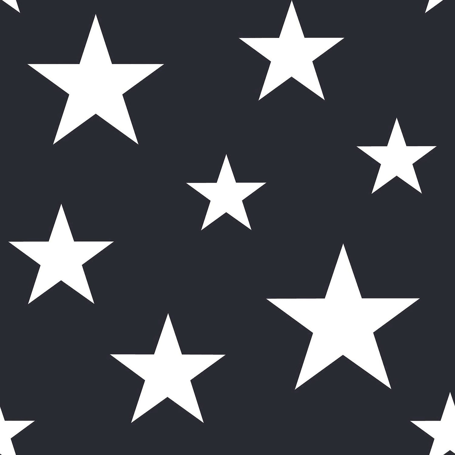 Amira Navy Stars Wallpaper with Kids Graphic Star Motif - Brewster 4060-138933