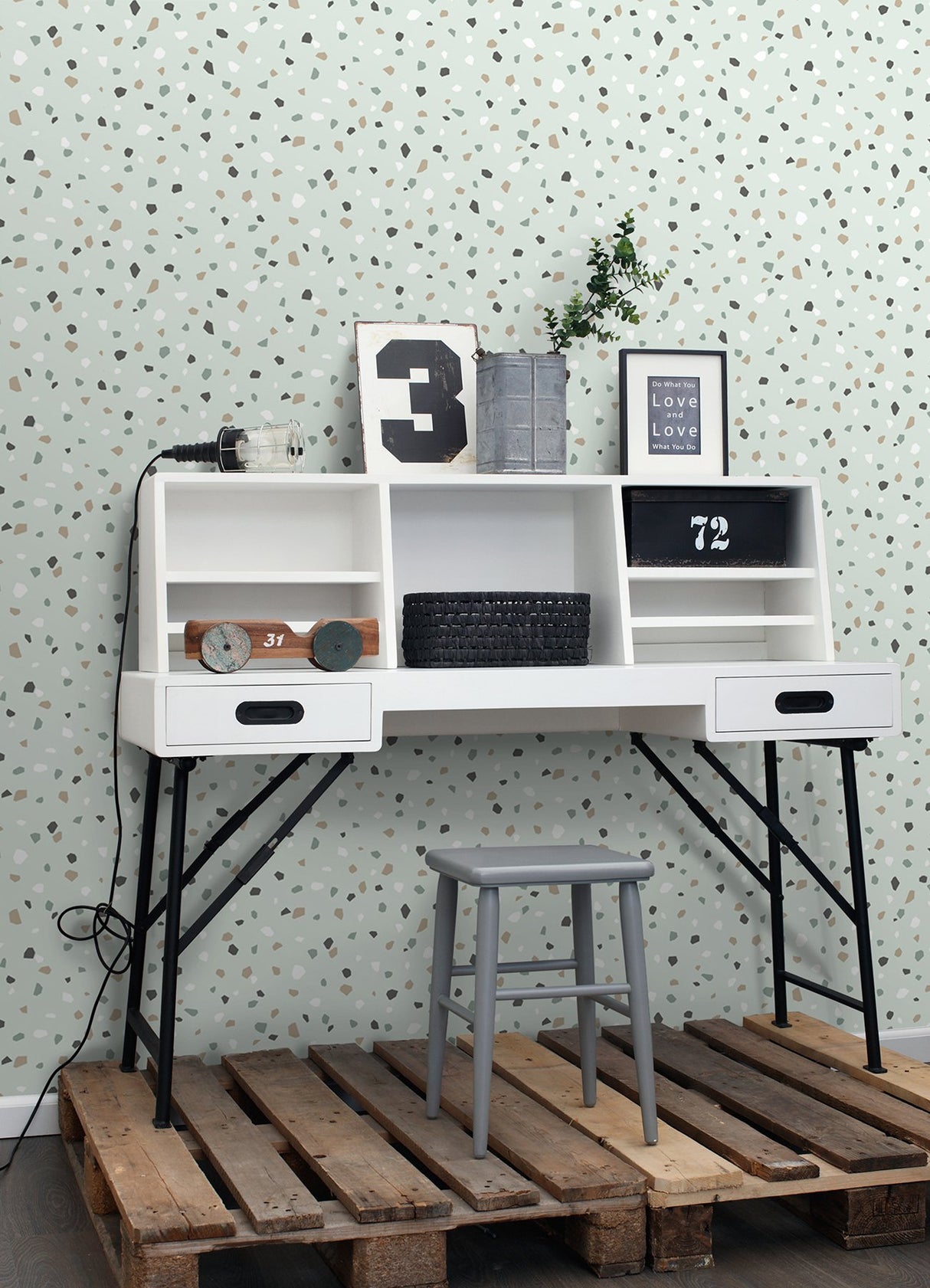Ona Mint Terrazzo Wallpaper with Abstract Bohemian Pattern - Chesapeake 4060-139036