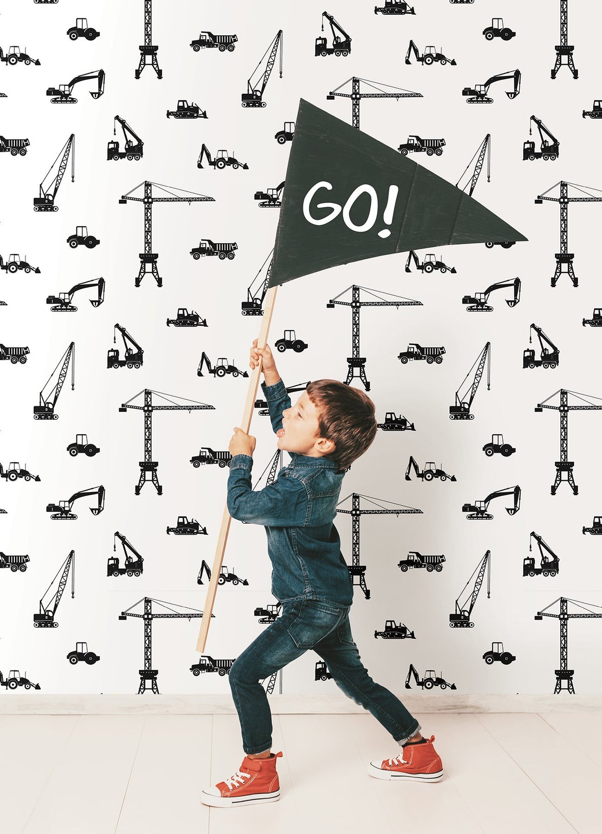 Eowyn Black Construction Vehicles Wallpaper with Graphic Transportation Motif - Chesapeake 4060-139263