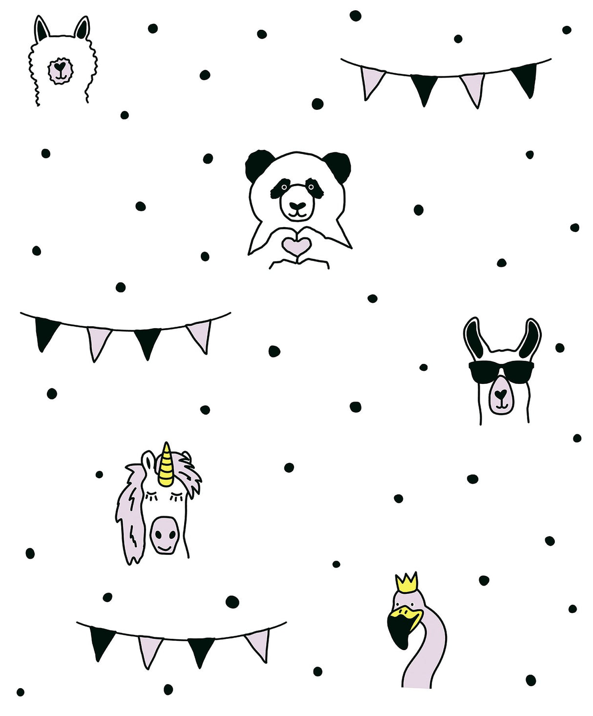 Orlow Pink Llama Wallpaper with Novelty Animals Pattern, Kids Non Woven Unpasted - Chesapeake 4060-381381