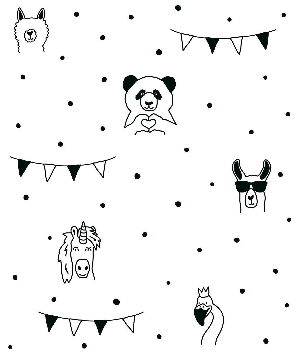Orlow Black Llama Wallpaper with Novelty Kids Motif - Chesapeake 4060-381382