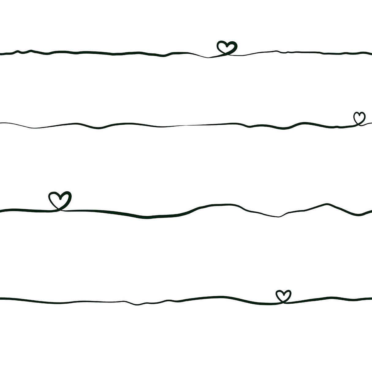 Love & Hearts Black Script Wallpaper with Novelty Kids Graphic in Black - Chesapeake 4060-381403
