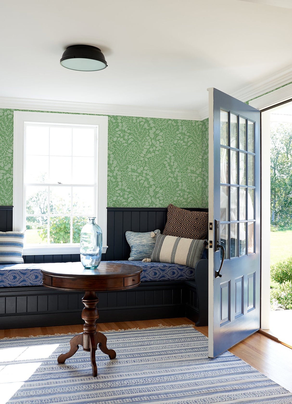 Elin Green Berry Botanical Wallpaper with Leaves Motif, Farmhouse Style - A-Street Prints 4066-26515