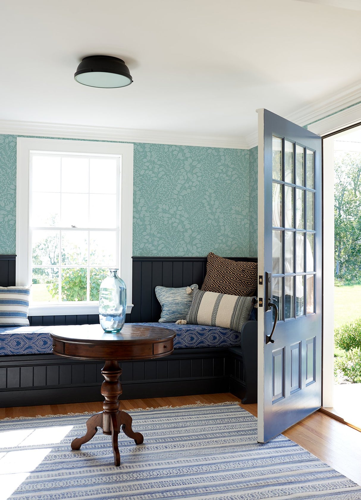 Elin Sky Blue Berry Botanical Wallpaper with Leaves Motif - Brewster 4066-26518