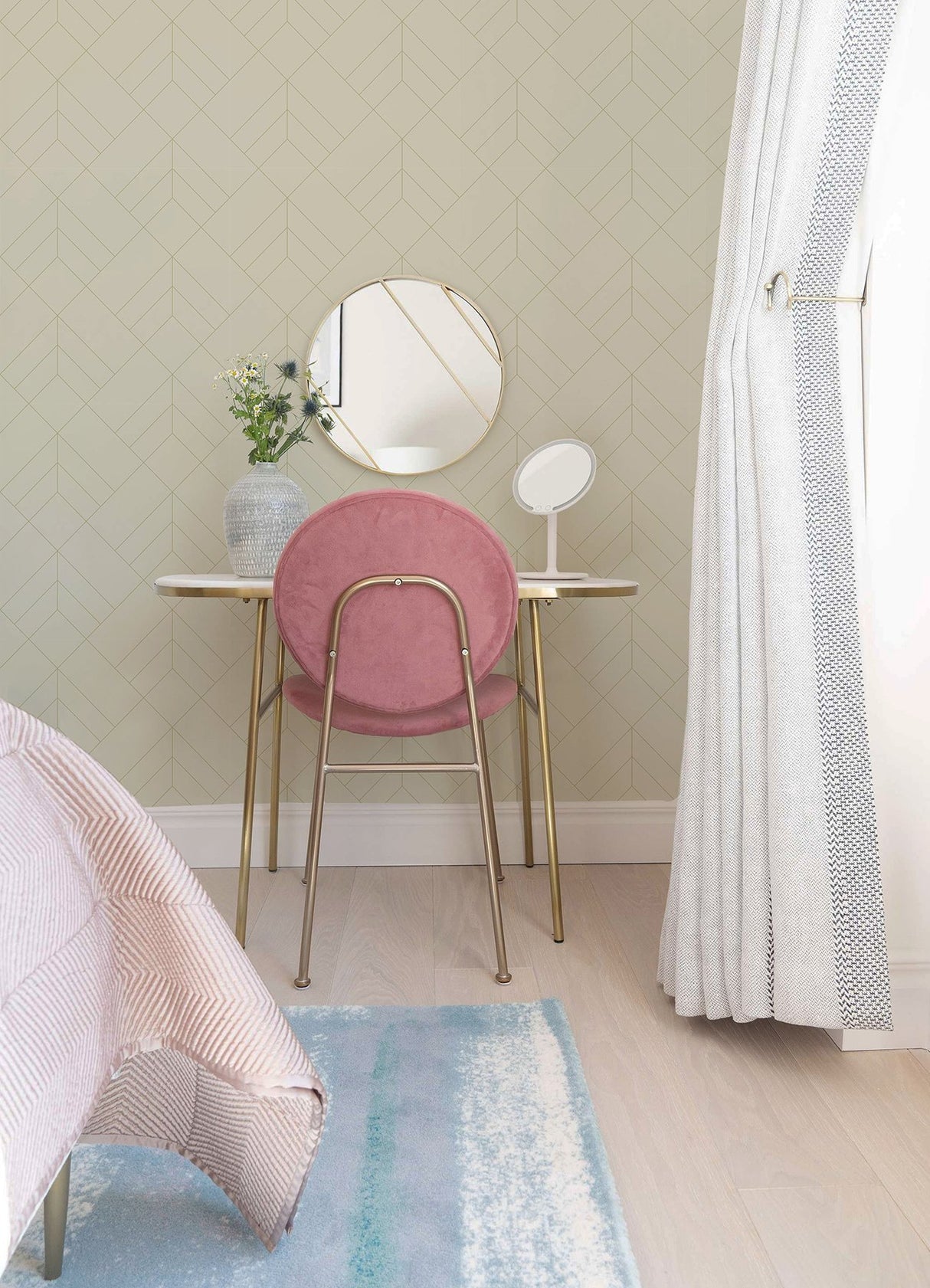 Sander Light Grey Geometric Wallpaper with Metallic Diamond Motif - A-Street Prints 4066-26545