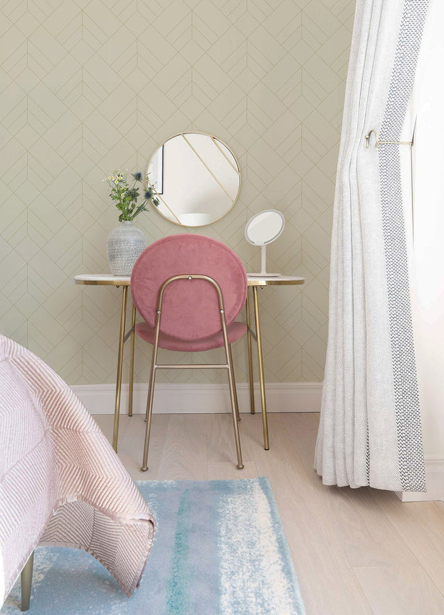 Sander Light Grey Geometric Wallpaper with Metallic Diamond Motif - A-Street Prints 4066-26545