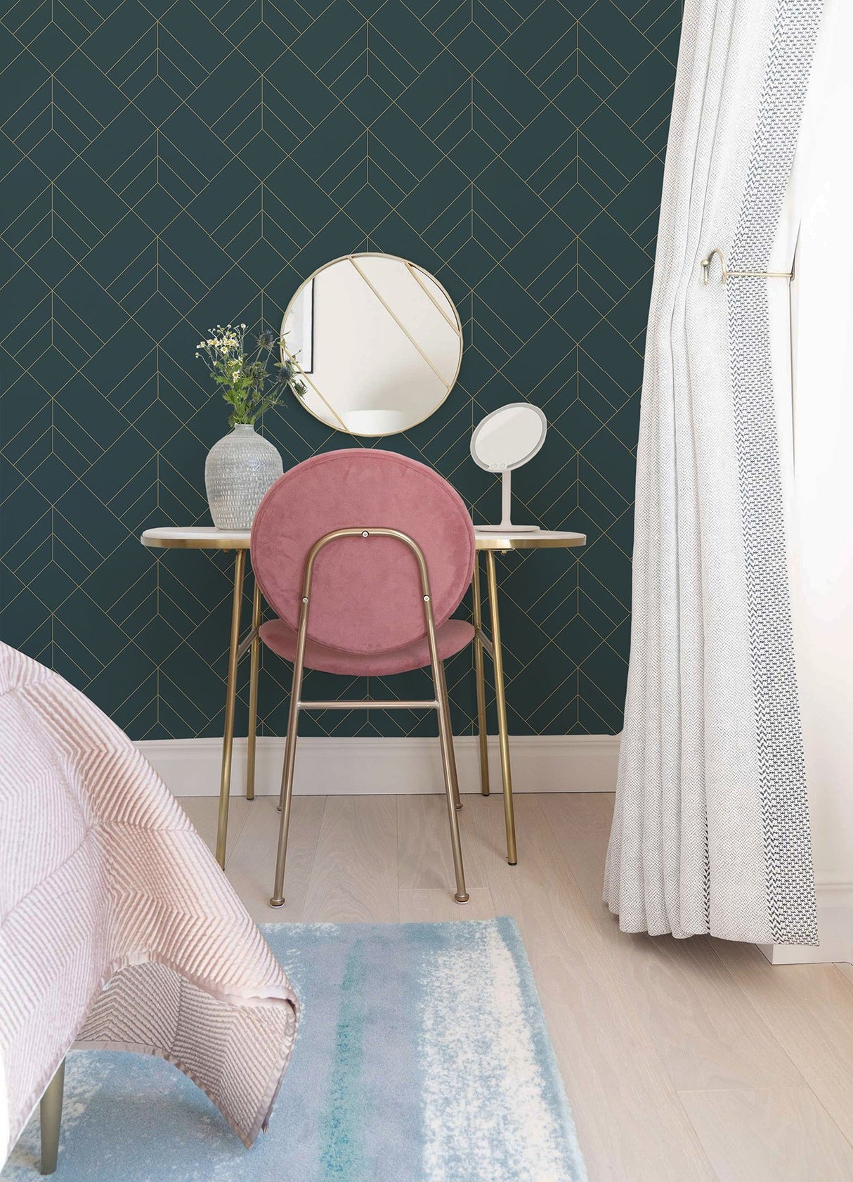 Sander Slate Geometric Wallpaper with Metallic Diamond Grid - A-Street Prints 4066-26546