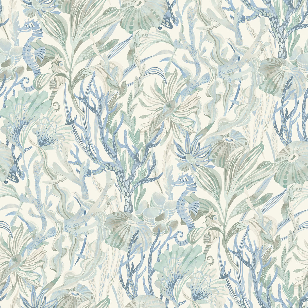 Kelp Garden Light Blue Tropical Reef Wallpaper with Coastal Undersea Motif - Chesapeake 4071-71003