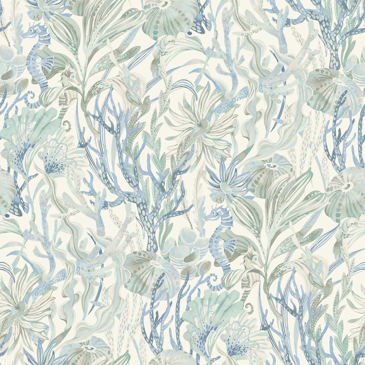 Kelp Garden Light Blue Tropical Reef Wallpaper with Coastal Undersea Motif - Chesapeake 4071-71003SAM