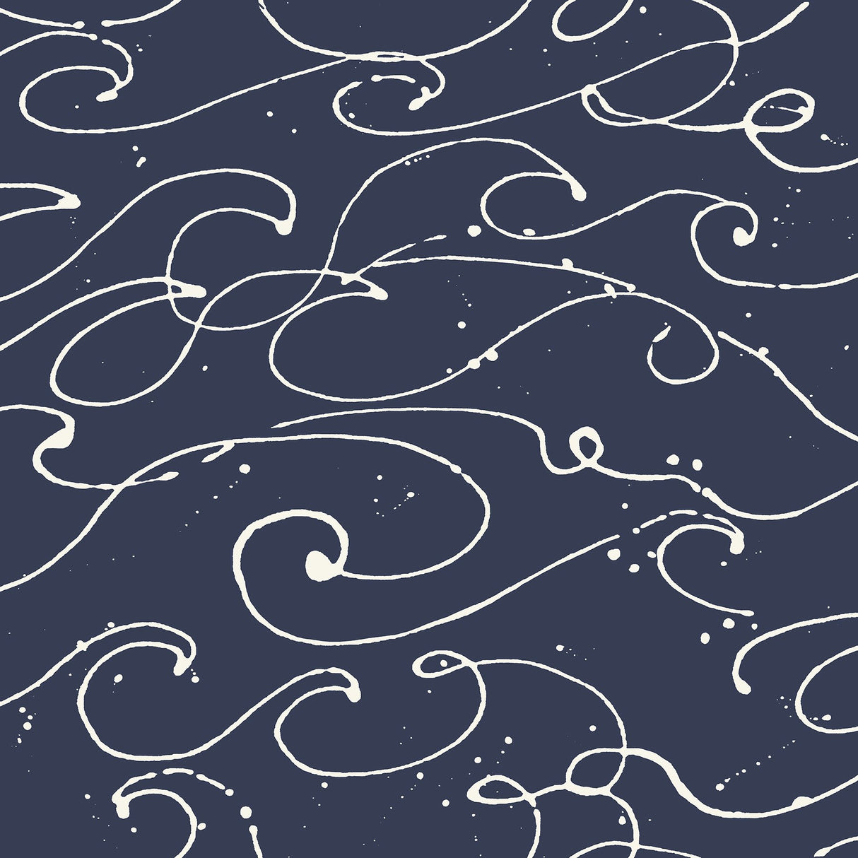 Kuroshio Navy Ocean Wave Wallpaper with Abstract Coastal Wave Motif - Chesapeake 4071-71004