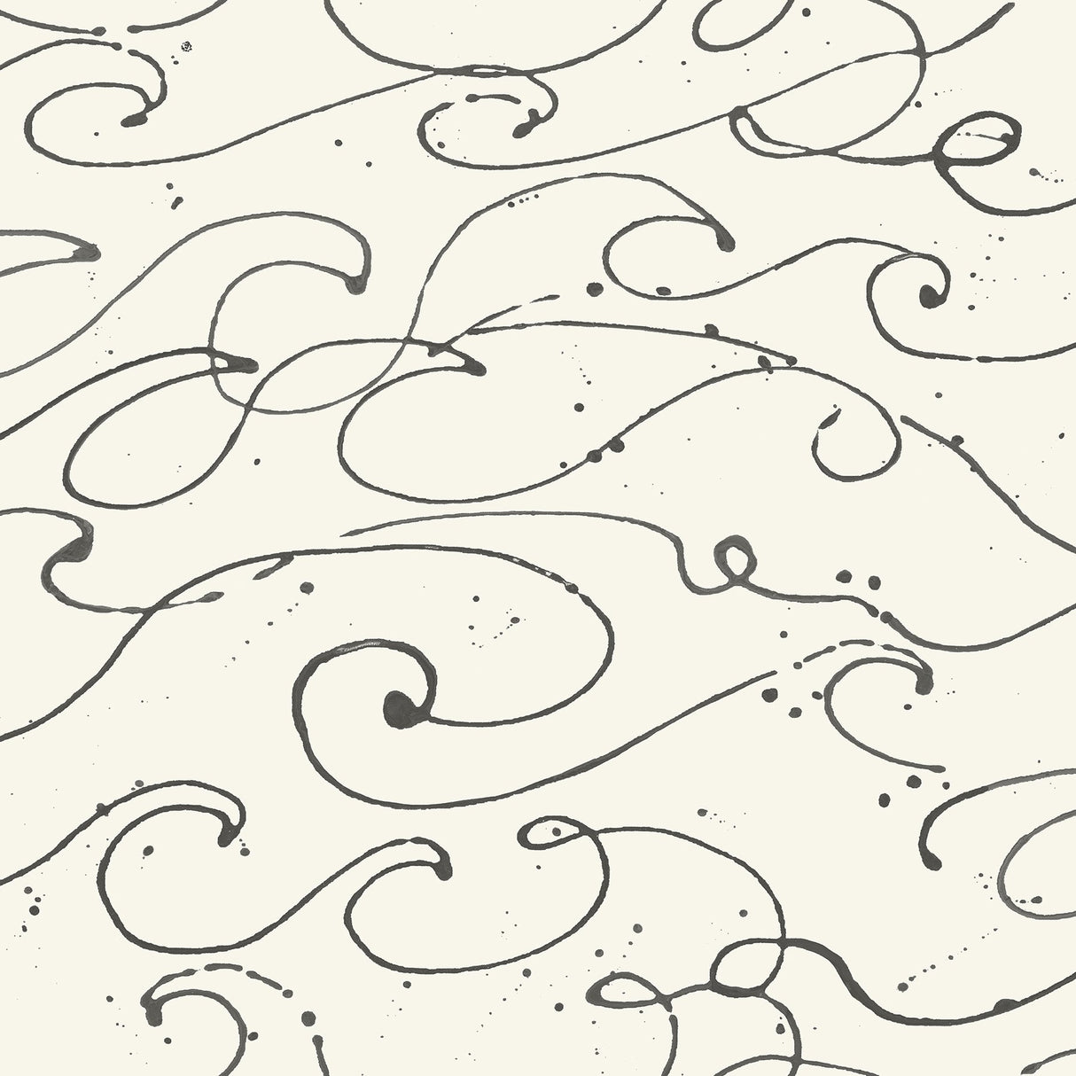 Kuroshio Charcoal Ocean Wave Wallpaper with Abstract Coastal Style - Chesapeake 4071-71008