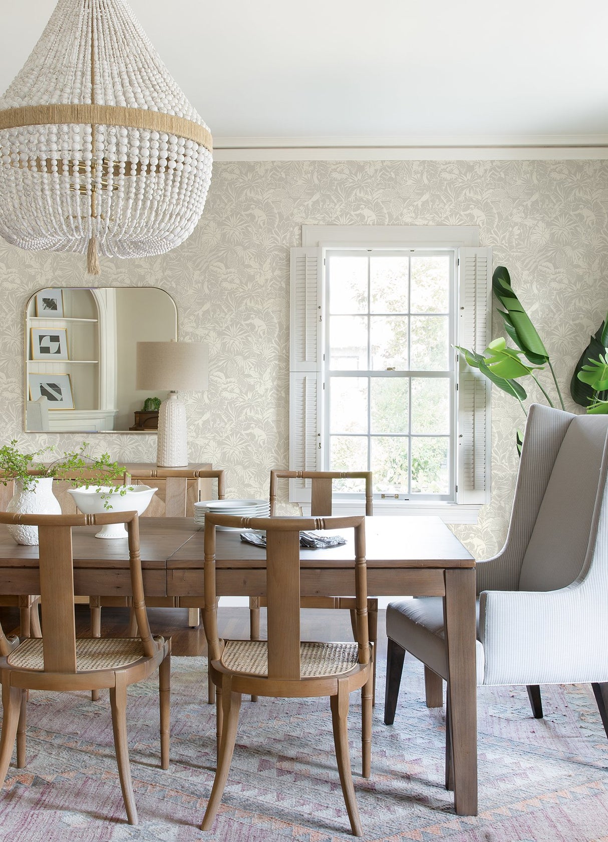 Corcovado Grey Jungle Jamboree Wallpaper with Tropical Monkeys and Birds - Chesapeake 4071-71011