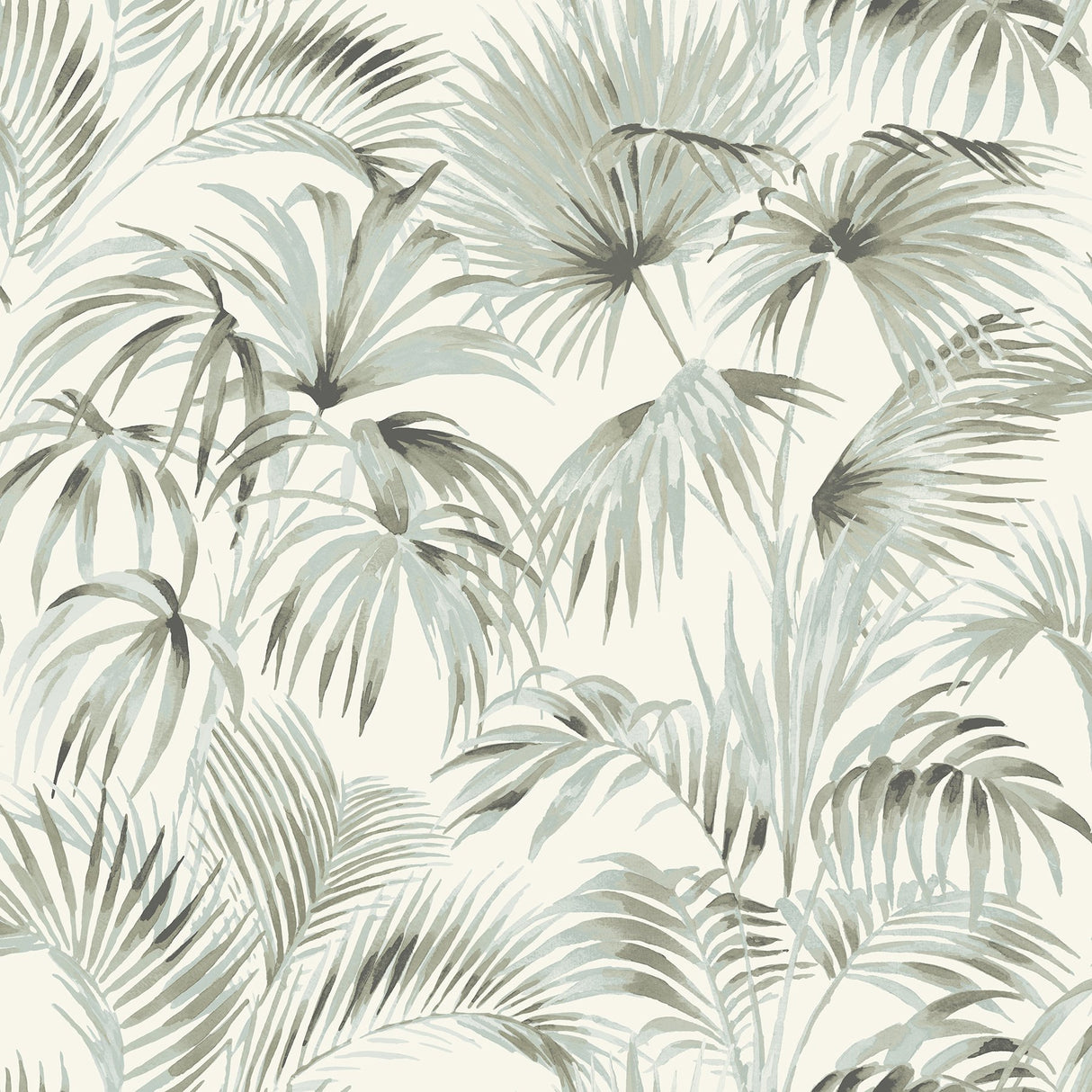 Manaus Aqua Palm Frond Wallpaper with Bohemian Botanical Style - Chesapeake 4071-71015